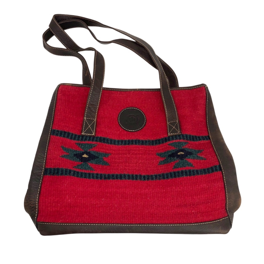 Born Textile Wool and Leather Western Aztec Print Handbag Purse Tote‎
